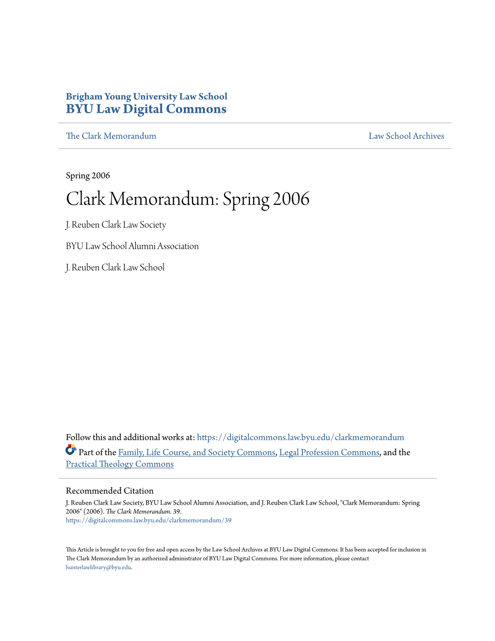 Clark Memorandum: Spring 2006 J
