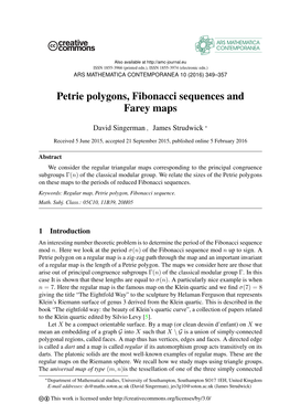 Petrie Polygons, Fibonacci Sequences and Farey Maps