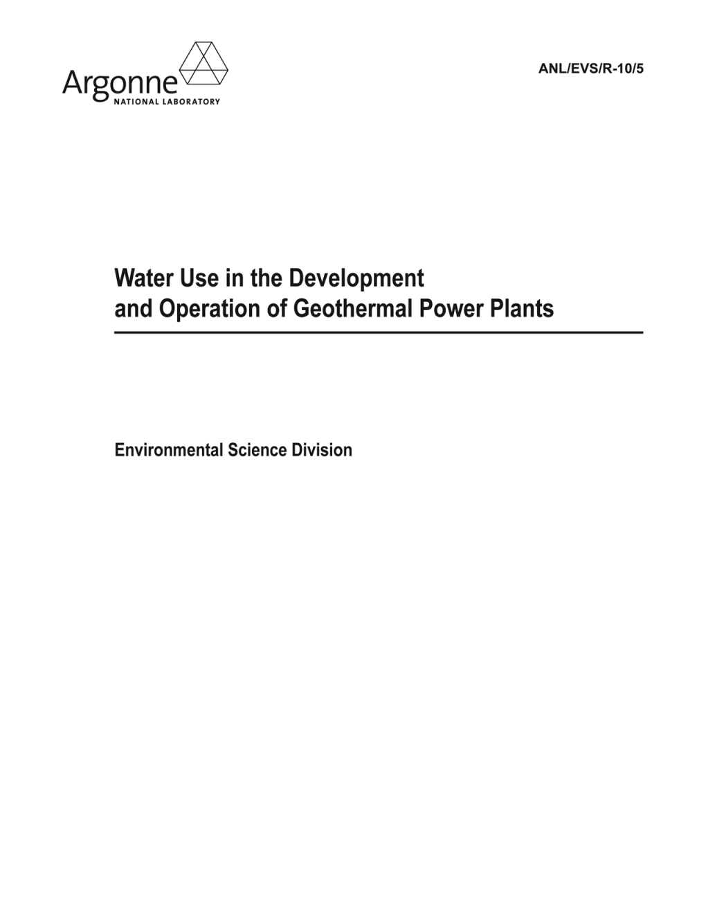 Water Use in the Development and Operations of Geothermal Power