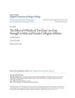 The Effect of 4 Weeks of "Fat Gripz" on Grip Strength in Male and Female Collegiate Athletes" (2014)