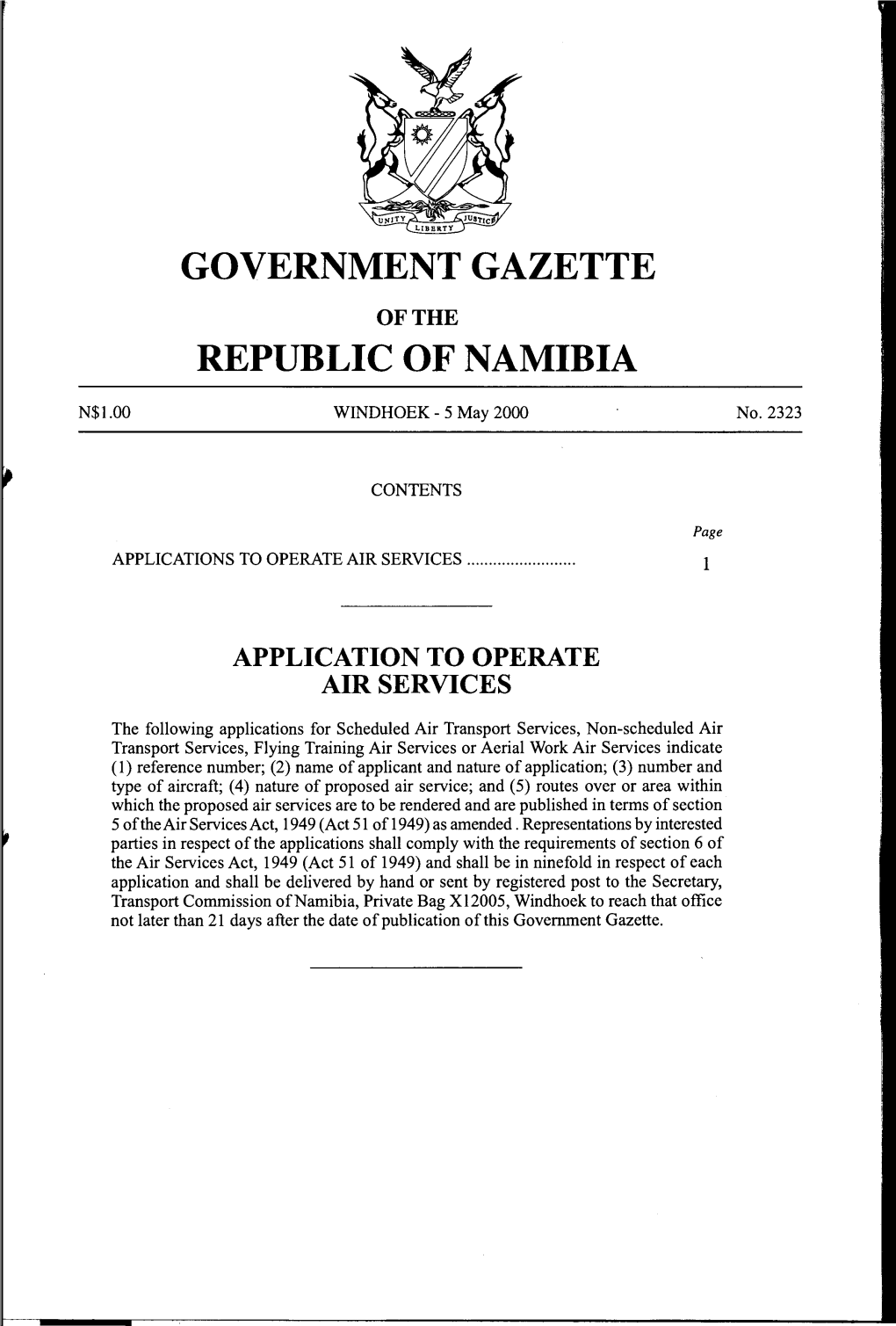 Government Gazette Republic of Namibia