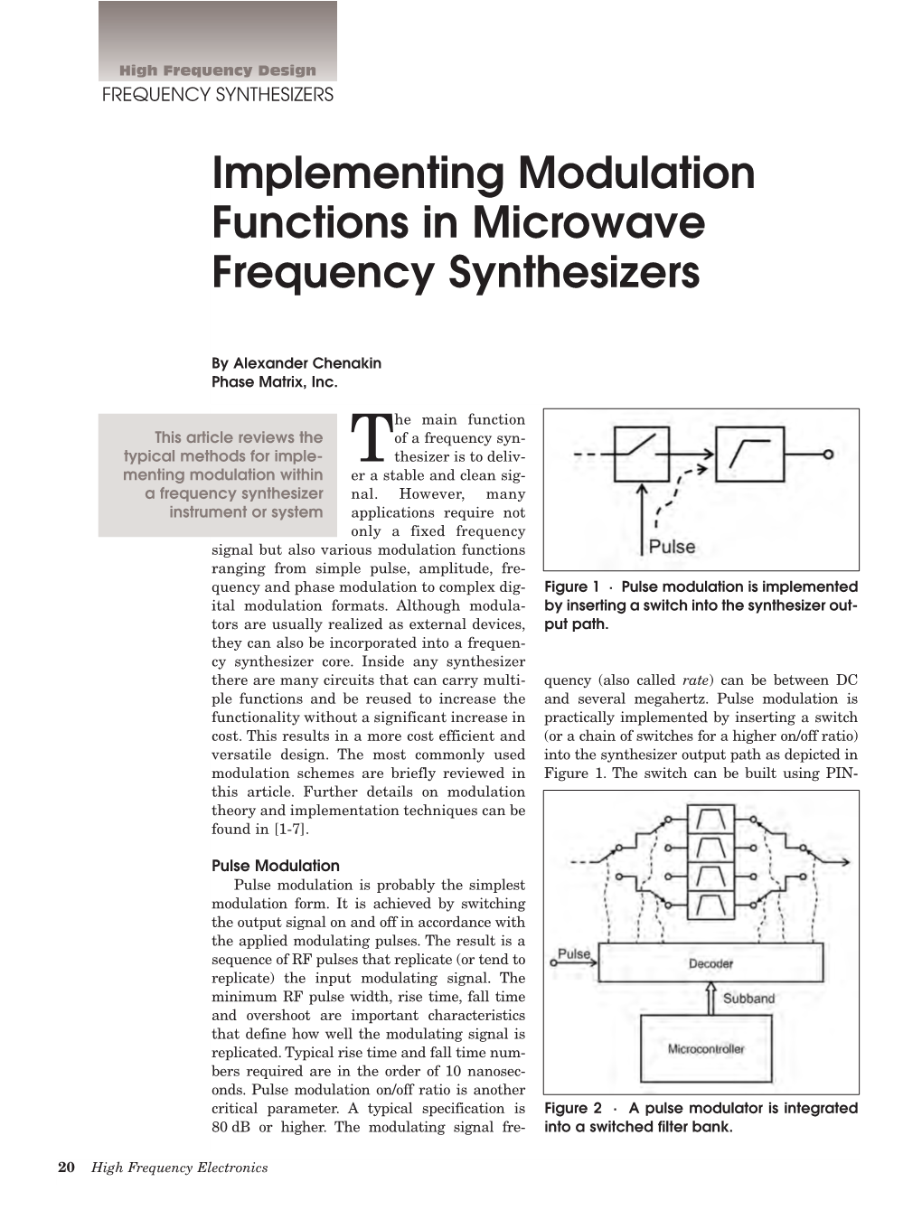 Implementing Modulation Functions in Microwave Frequency Synthesizers