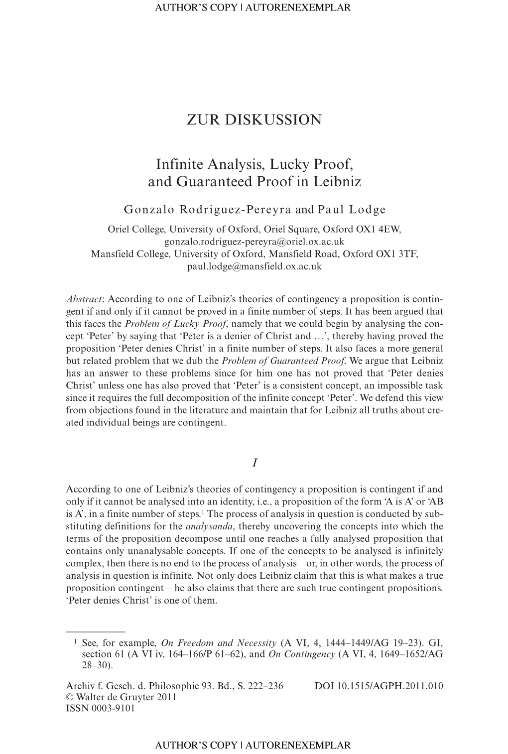 Infinite Analysis, Lucky Proof, and Guaranteed Proof in Leibniz