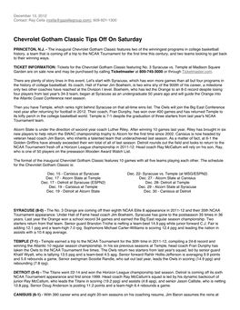 Chevrolet Gotham Classic Tips Off on Saturday
