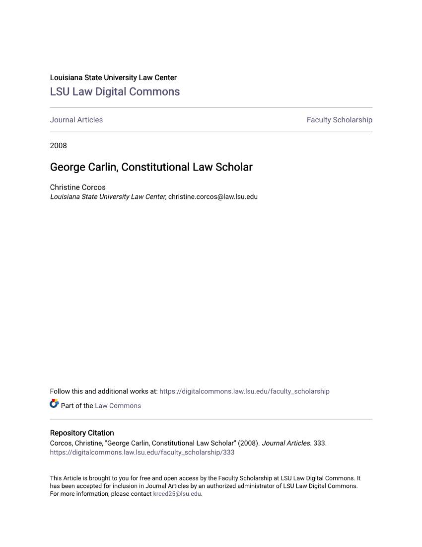 George Carlin, Constitutional Law Scholar