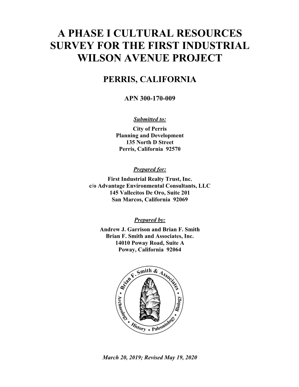 A Phase I Cultural Resources Survey for the First Industrial Wilson Avenue Project