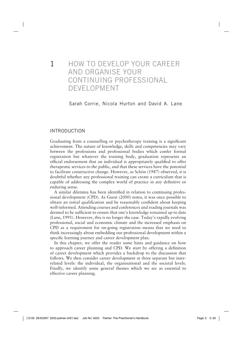 1 How to Develop Your Career and Organise Your Continuing Professional Development