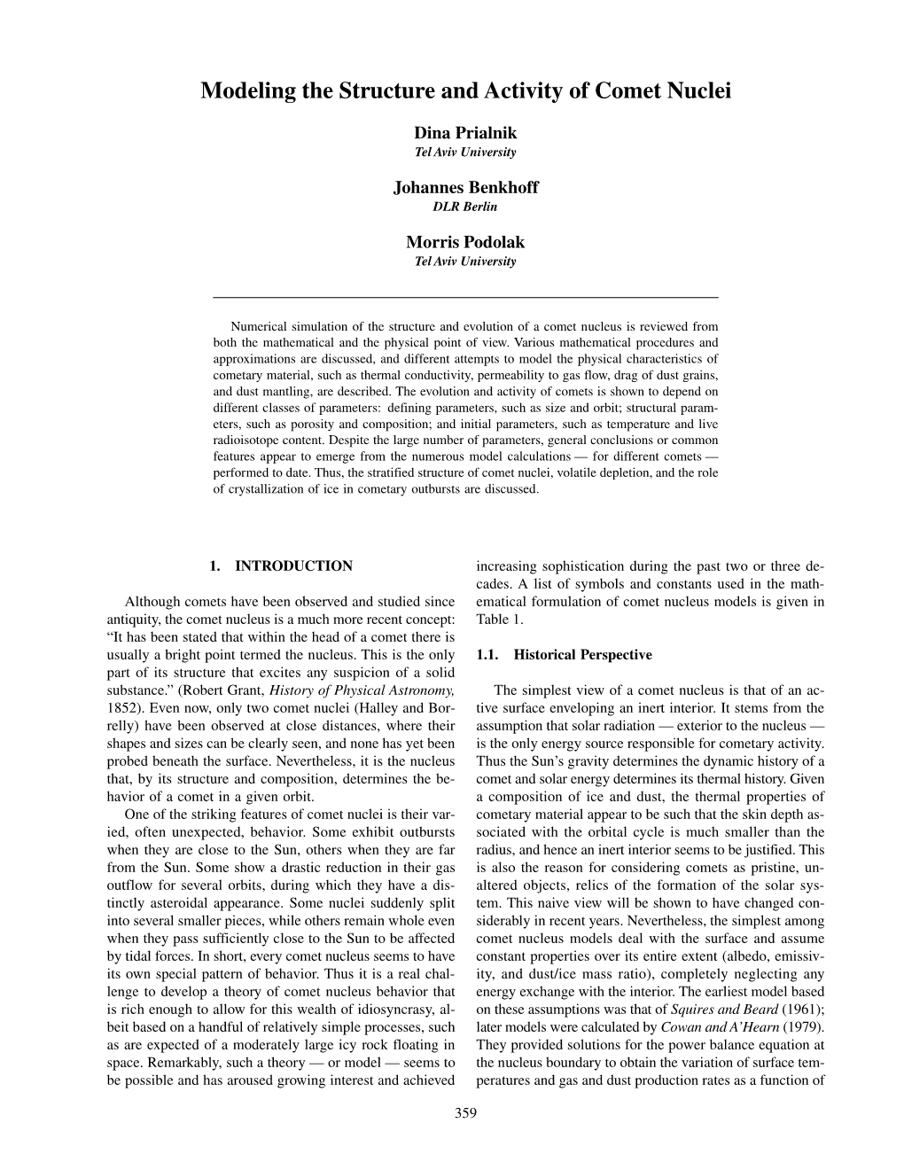 Modeling the Structure and Activity of Comet Nuclei