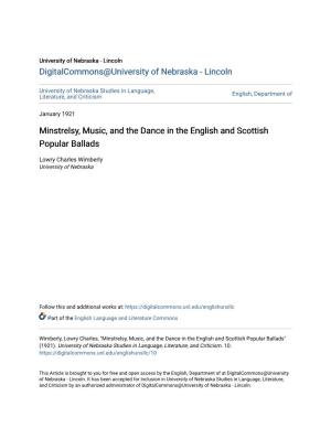 Minstrelsy, Music, and the Dance in the English and Scottish Popular Ballads