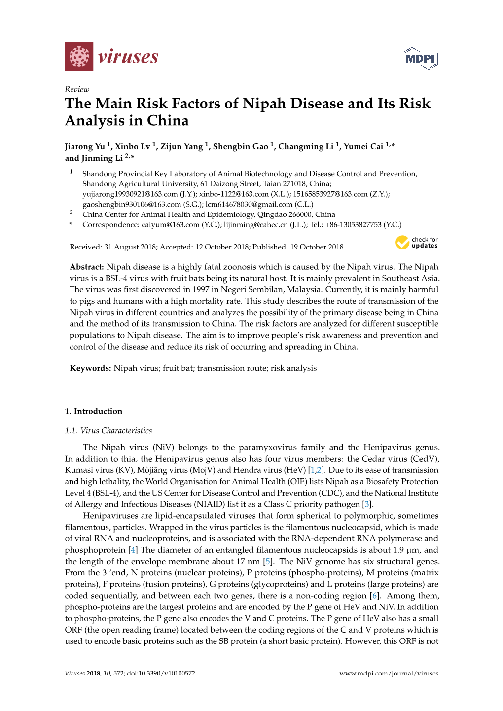 The Main Risk Factors Of Nipah Disease And Its Risk Analysis In China ...