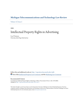 Intellectual Property Rights in Advertising Lisa P
