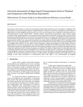 Life Cycle Assessment of Algae-Based Transportation Fuels in Thailand and Comparison with Petroleum Equivalents