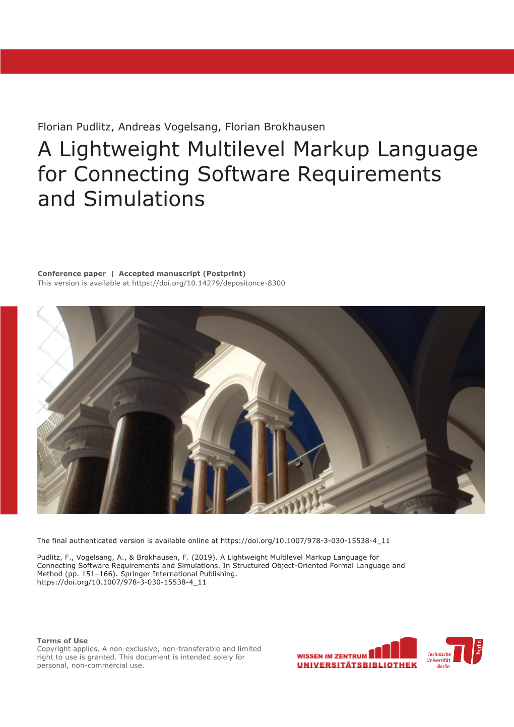 A Lightweight Multilevel Markup Language for Connecting Software Requirements and Simulations