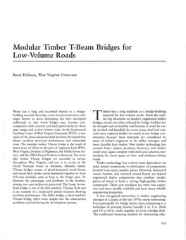 Modular Timber T-Beam Bridges for Low-Volume Roads