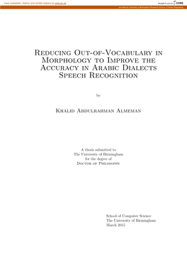 Reducing Out-Of-Vocabulary in Morphology to Improve the Accuracy in Arabic Dialects Speech Recognition