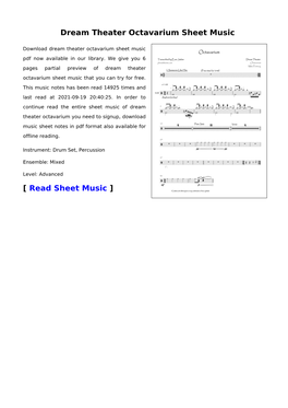 Dream Theater Octavarium Sheet Music