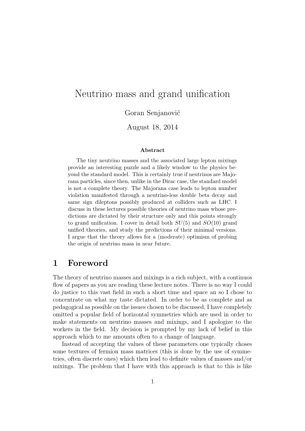 Neutrino Mass and Grand Unification