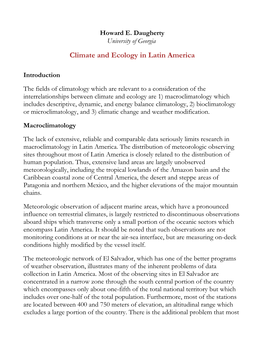 Climate and Ecology in Latin America
