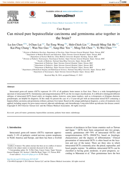 Can Mixed Pure Hepatocellular Carcinoma and Germinoma Arise Together in the Brain?