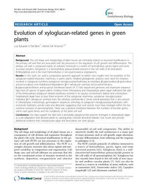 Evolution of Xyloglucan-Related Genes in Green Plants Luiz Eduardo V Del Bem1*, Michel GA Vincentz1,2*