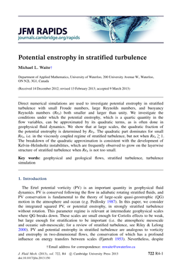 Potential Enstrophy in Stratified Turbulence
