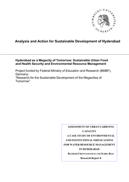 Analysis and Action for Sustainable Development of Hyderabad