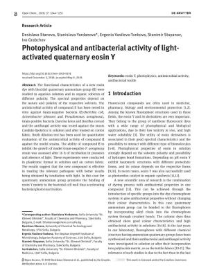 Photophysical and Antibacterial Activity of Light- Activated Quaternary Eosin Y