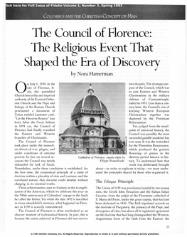 The Council of Florence: the Religious Event That Shaped the Era of Discovery by Nora Hamerman