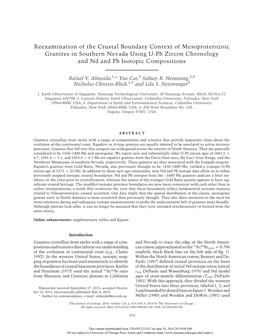 Reexamination of the Crustal Boundary Context of Mesoproterozoic Granites in Southern Nevada Using U-Pb Zircon Chronology and Nd and Pb Isotopic Compositions