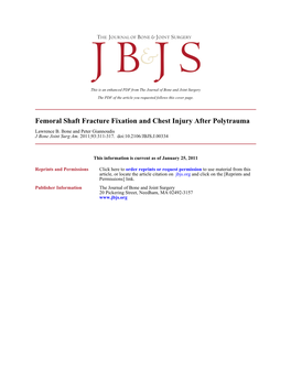 Femoral Shaft Fracture Fixation and Chest Injury After Polytrauma