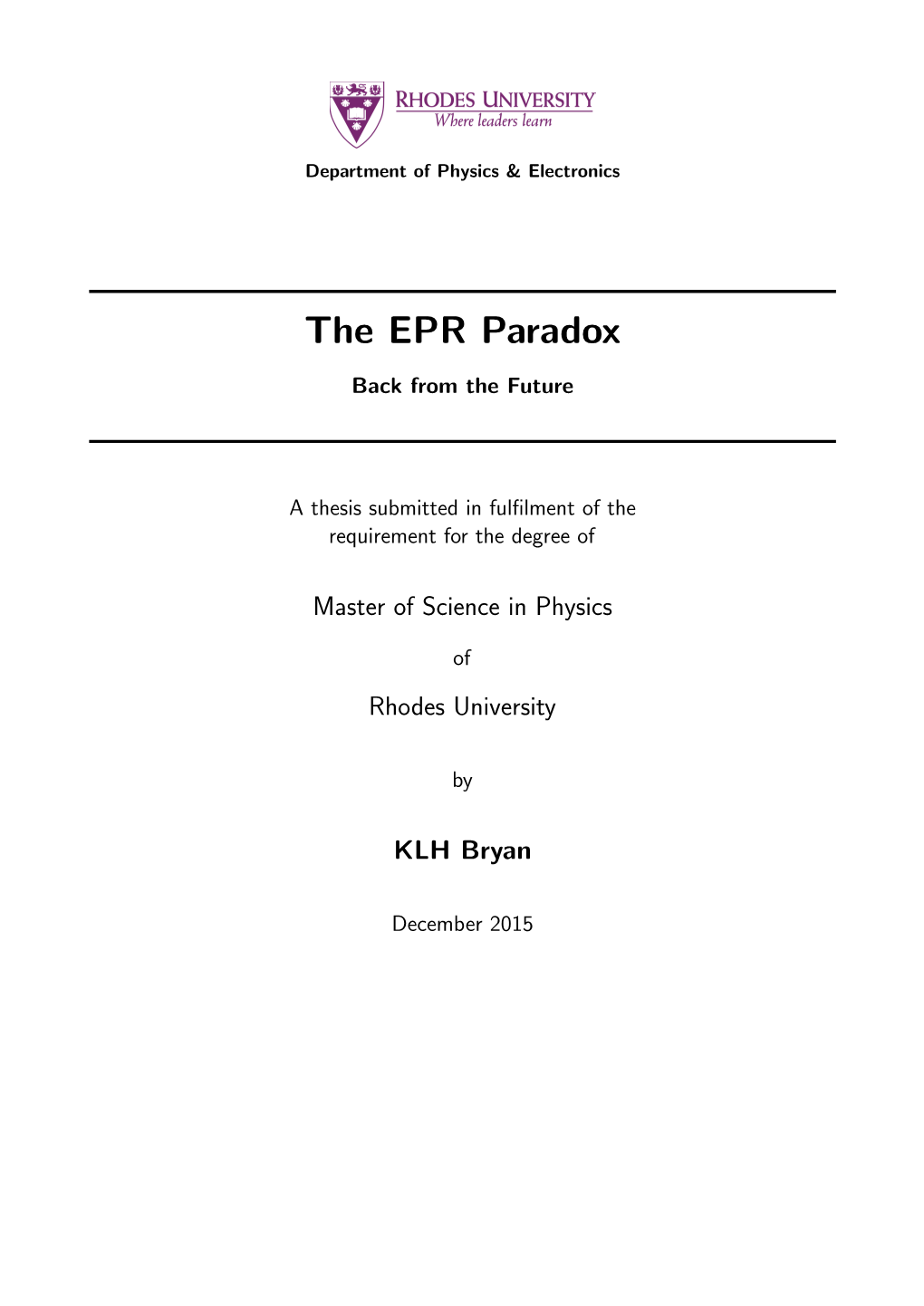 The EPR Paradox