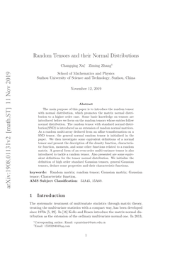 Random Tensors and Their Normal Distributions