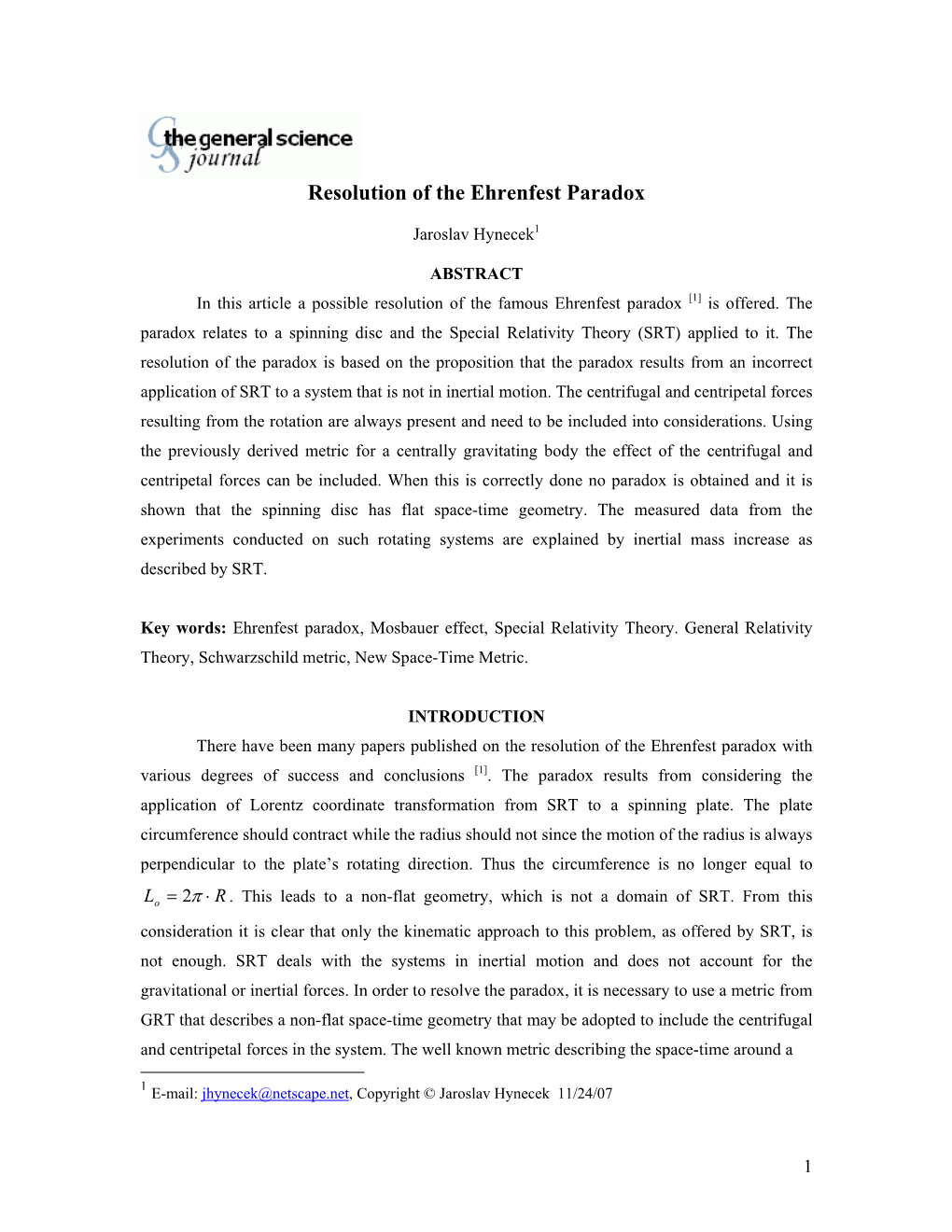 Resolution of the Ehrenfest Paradox