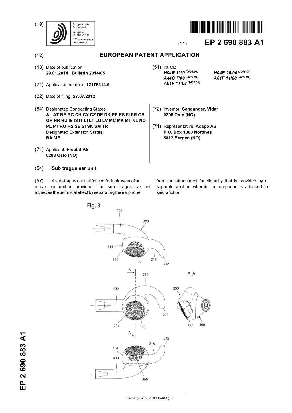 Sub Tragus Ear Unit