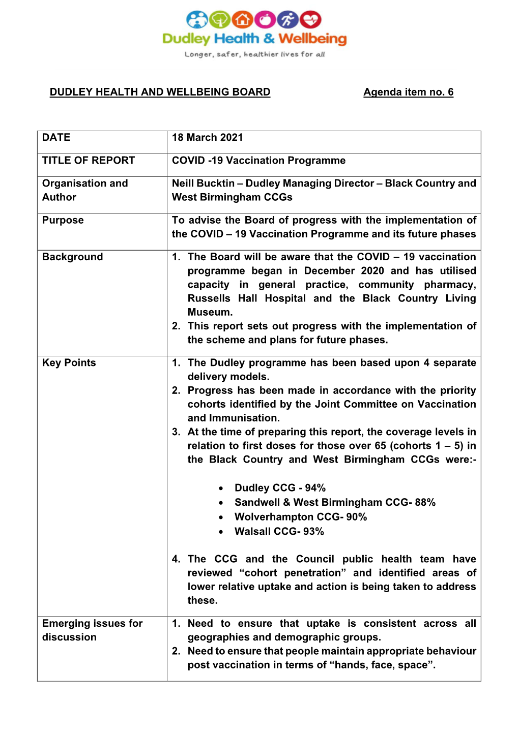 Covid 19 Vaccination Programme