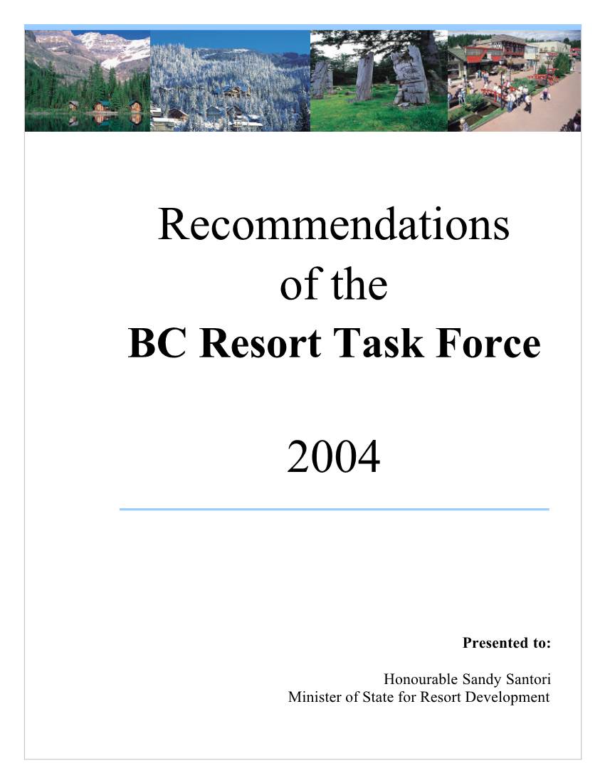 Recommendations of the BC Resort Task Force