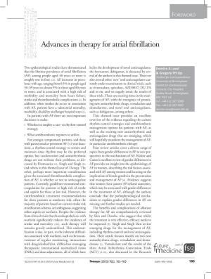 Advances in Therapy for Atrial Fibrillation
