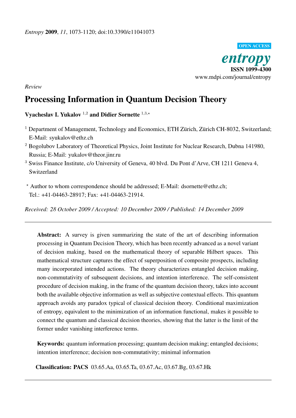 Processing Information in Quantum Decision Theory