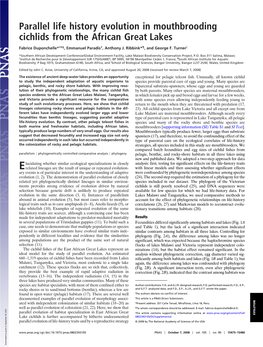 Parallel Life History Evolution in Mouthbrooding Cichlids from the African Great Lakes