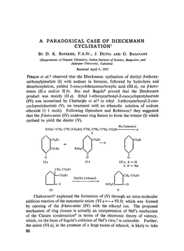 A Paradoxical Case of Dieckmann Cyclisation 1 by D