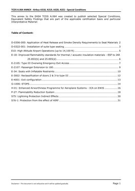TCDS A.064 ANNEX - Airbus A318, A319, A320, A321 - Special Conditions