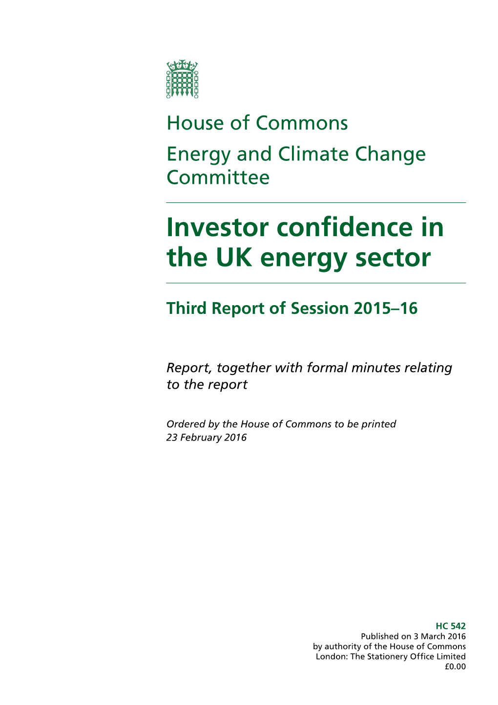 Investor Confidence in the UK Energy Sector