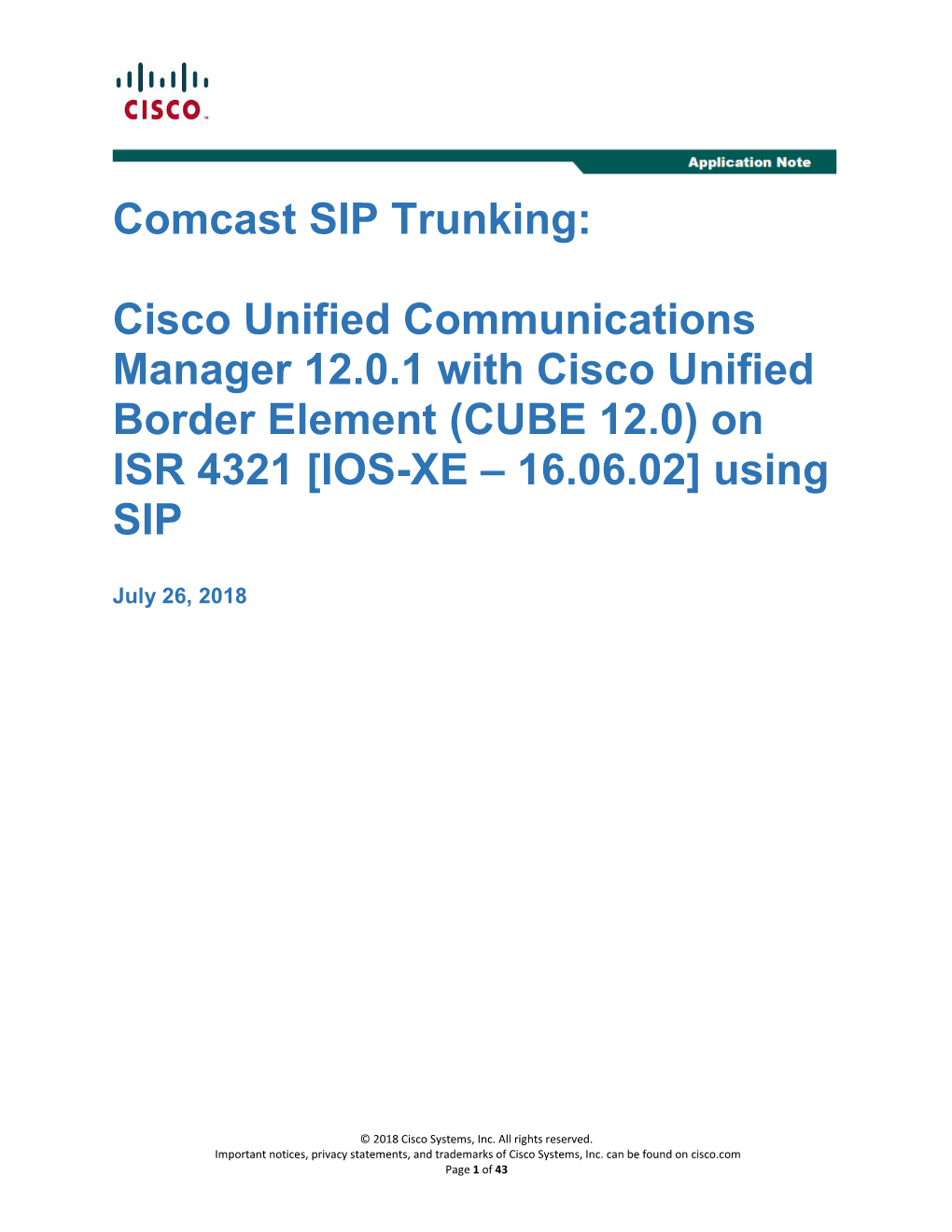 Comcast SIP Trunking