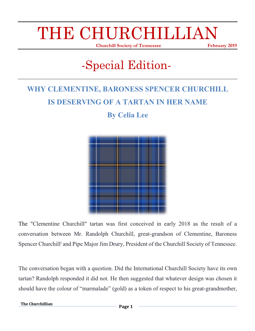 The Churchillian Clementine Tartan Special Issue