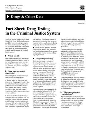 Fact Sheet: Drug Testing in the Criminal Justice System
