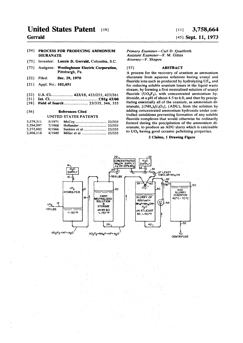 Process for Producing Ammonium Diuranate