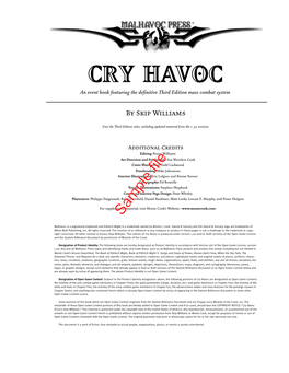 CRY HAVOC an Event Book Featuring the Definitive Third Edition Mass Combat System