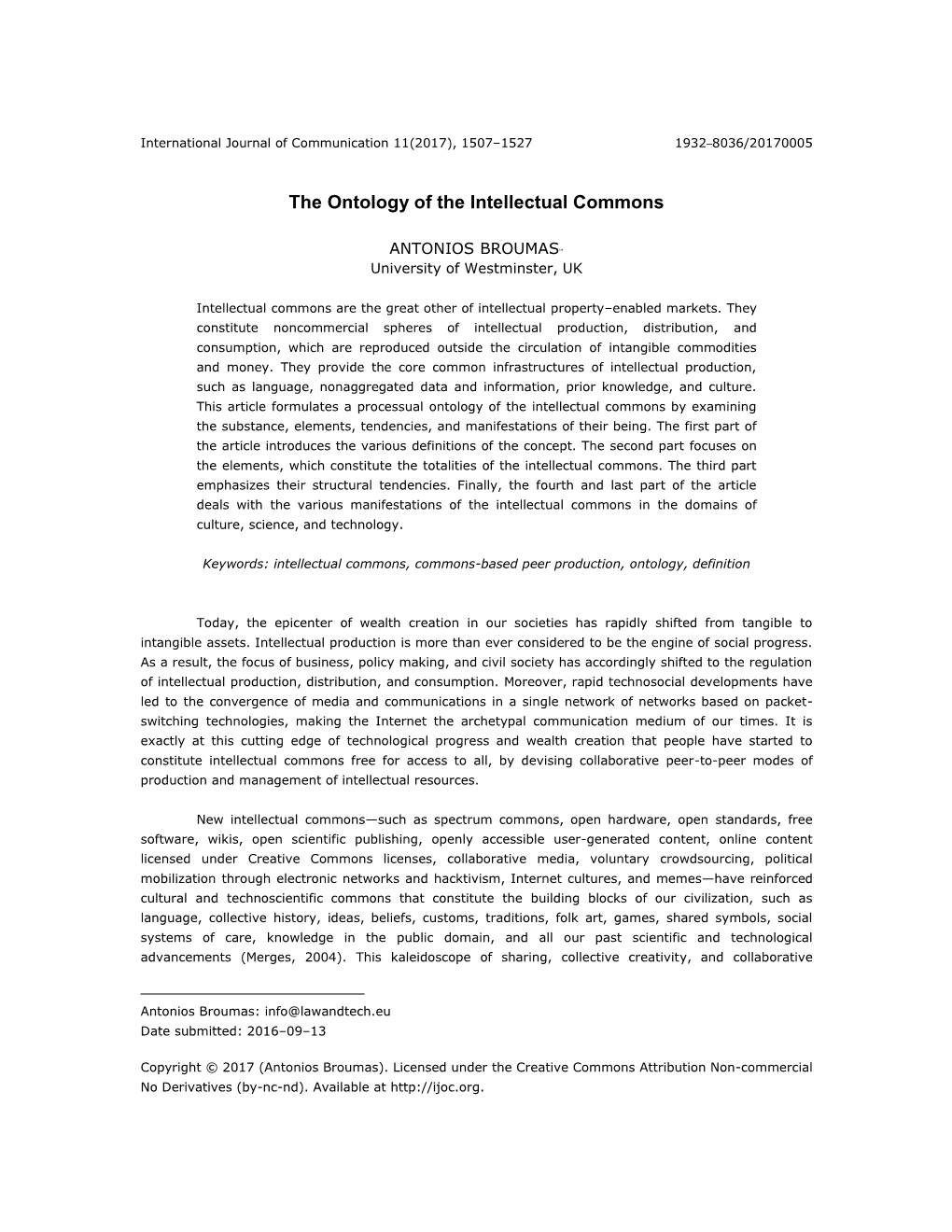 The Ontology of the Intellectual Commons