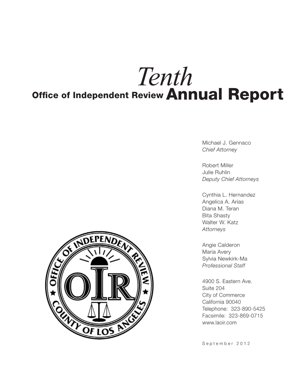 Office of Independent Review Annual Report