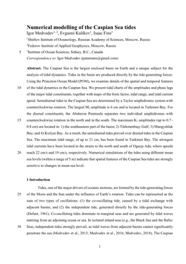 Numerical Modelling of the Caspian Sea Tides